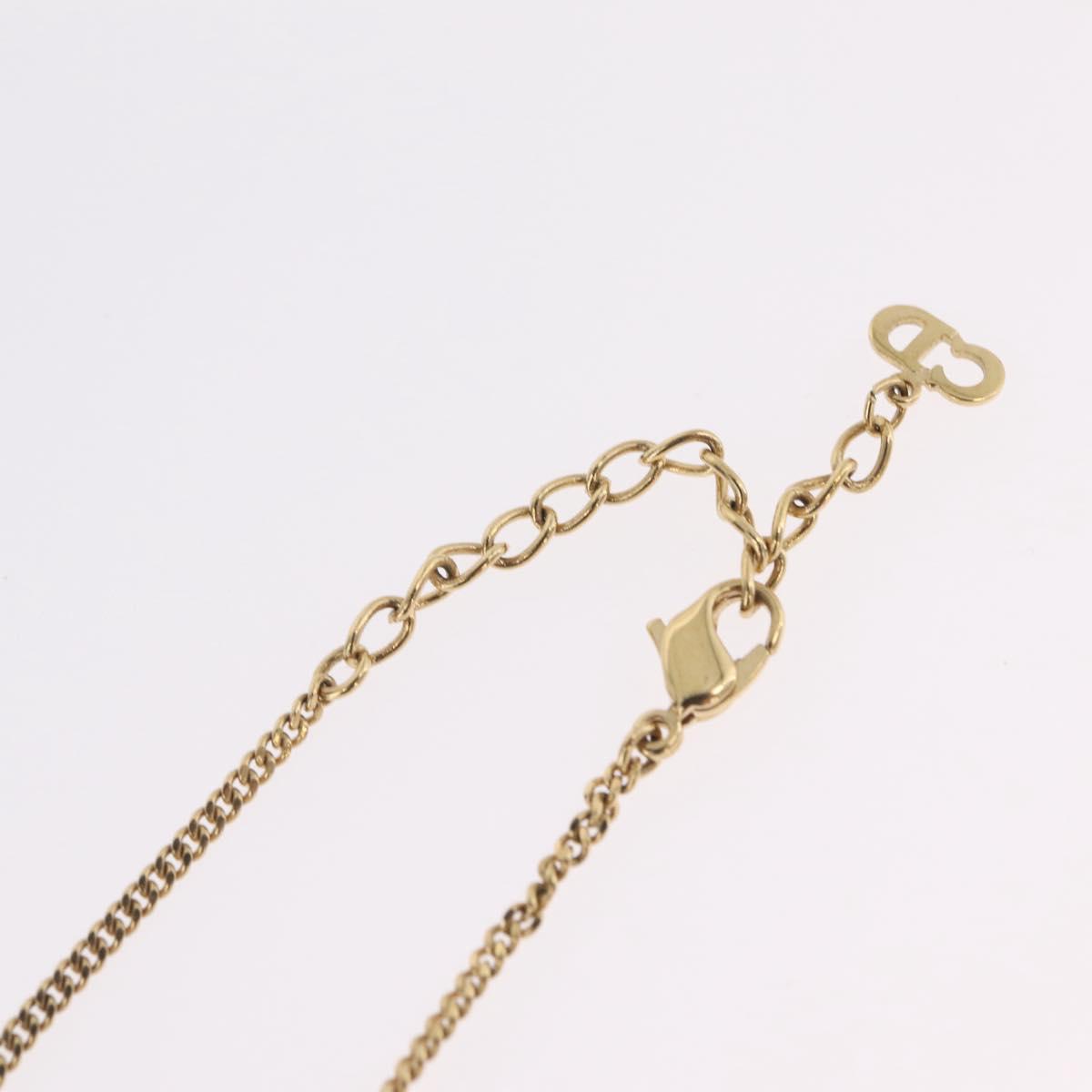 Christian Dior Rhinestone Necklace metal Gold Tone Auth ka6626