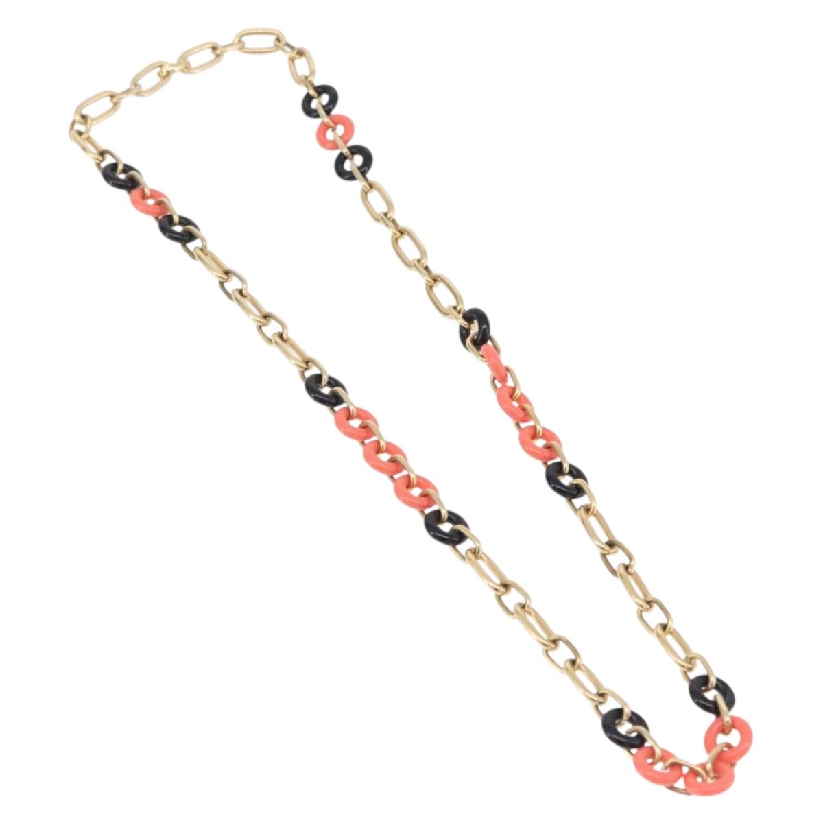Christian Dior Necklace Metal Gold Tone Auth ka6628