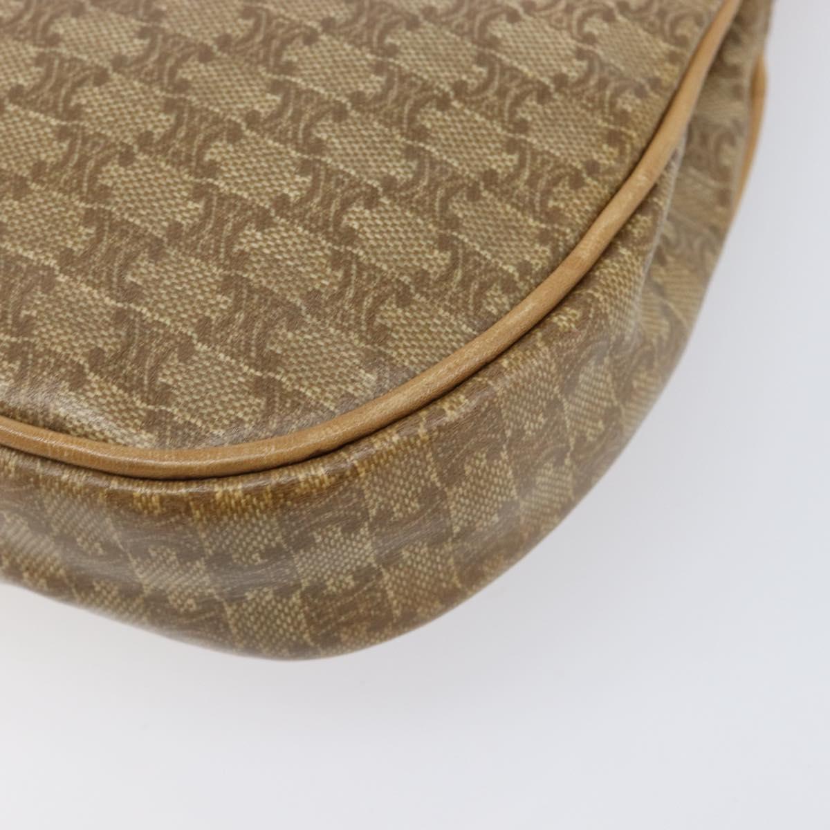 CELINE Macadam Canvas Shoulder Bag PVC Beige Gold Auth ka6629