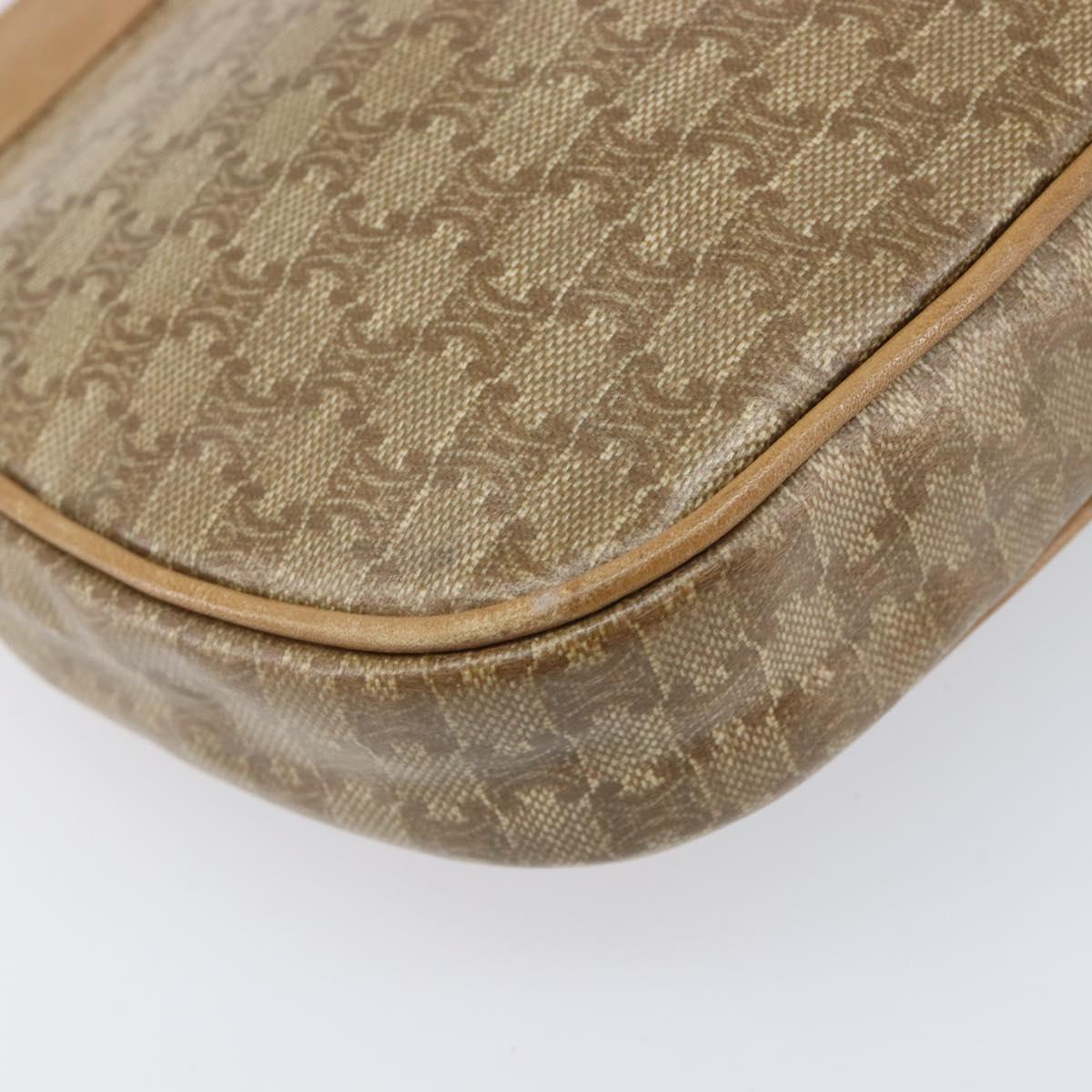 CELINE Macadam Canvas Shoulder Bag PVC Beige Gold Auth ka6629