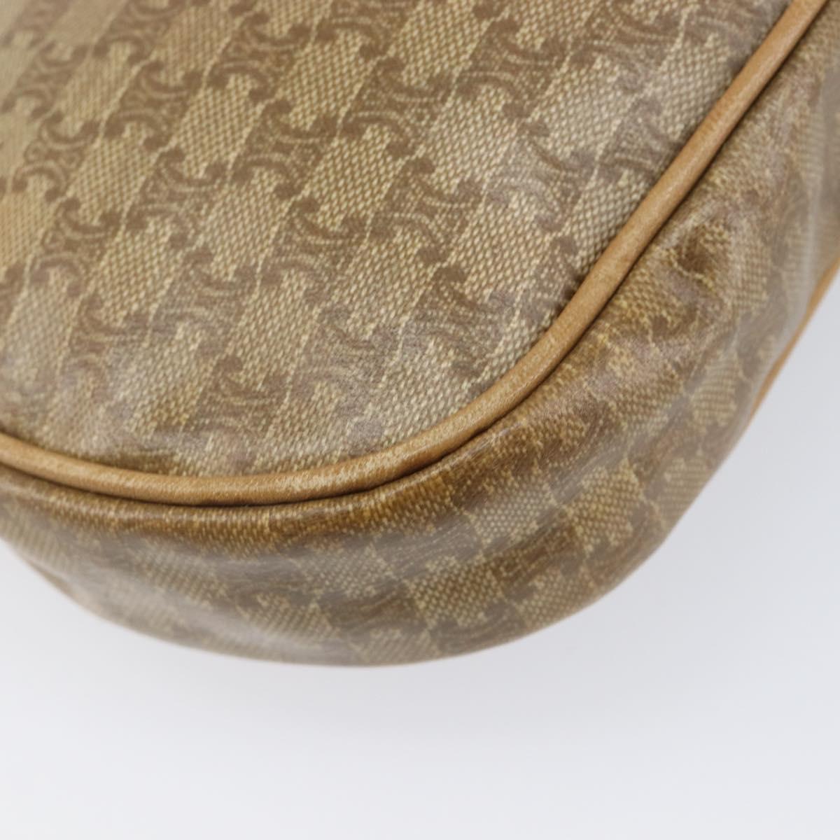 CELINE Macadam Canvas Shoulder Bag PVC Beige Gold Auth ka6629