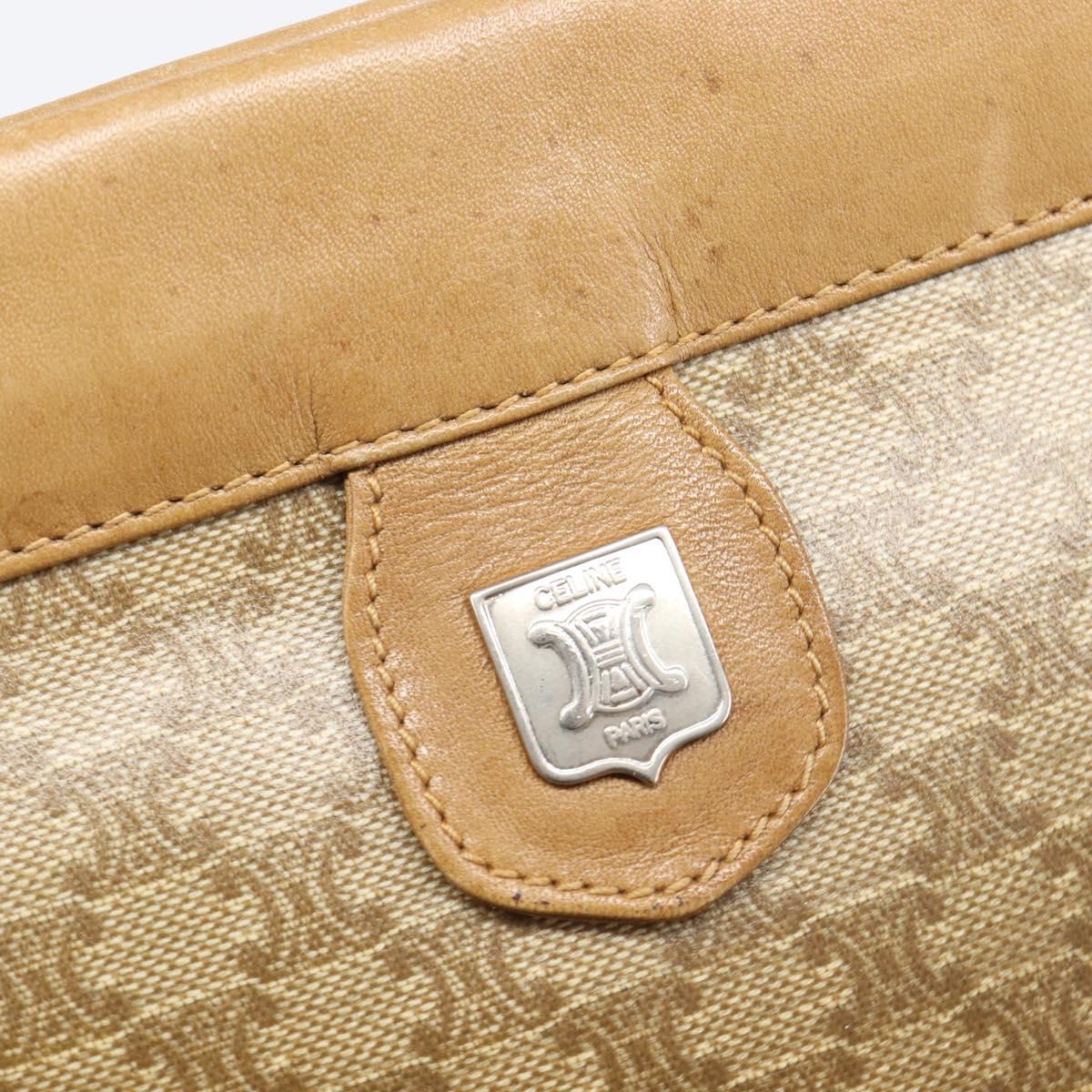 CELINE Macadam Canvas Shoulder Bag PVC Beige Gold Auth ka6629