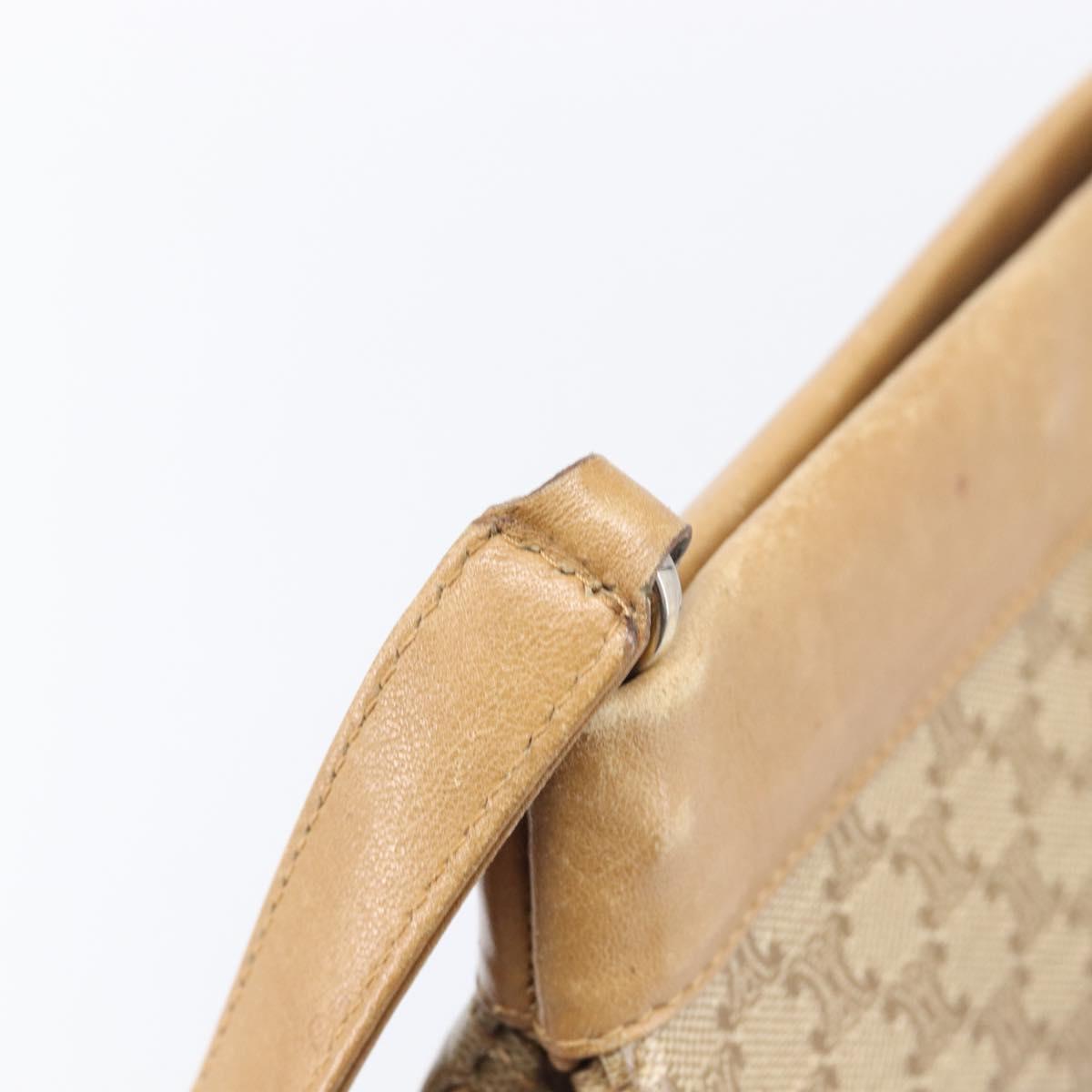 CELINE Macadam Canvas Shoulder Bag PVC Beige Gold Auth ka6629