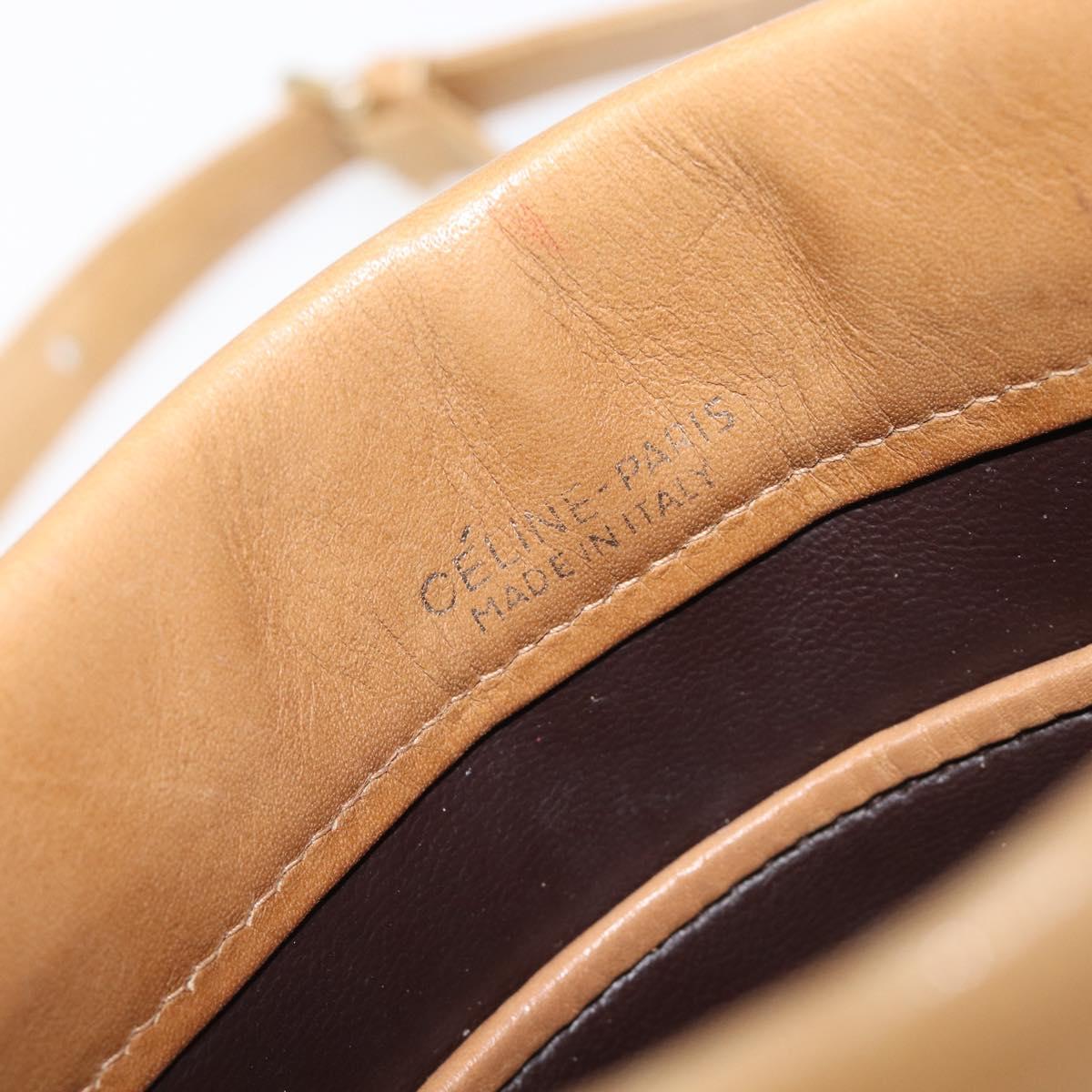 CELINE Macadam Canvas Shoulder Bag PVC Beige Gold Auth ka6629