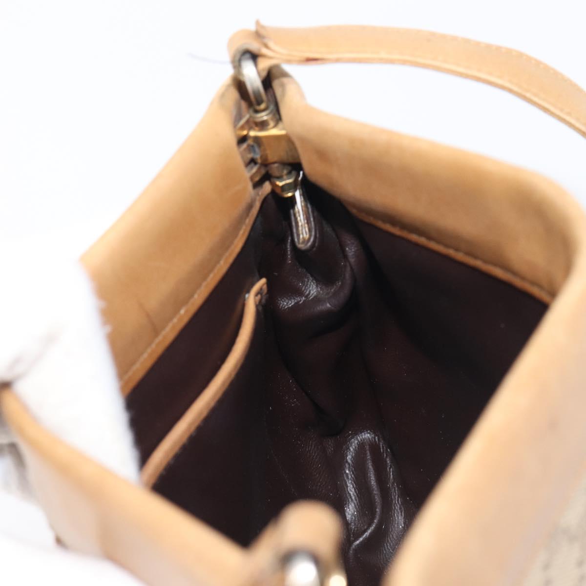 CELINE Macadam Canvas Shoulder Bag PVC Beige Gold Auth ka6629