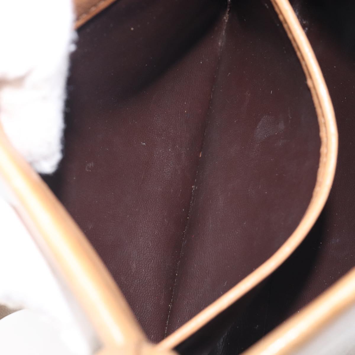 CELINE Macadam Canvas Shoulder Bag PVC Beige Gold Auth ka6629