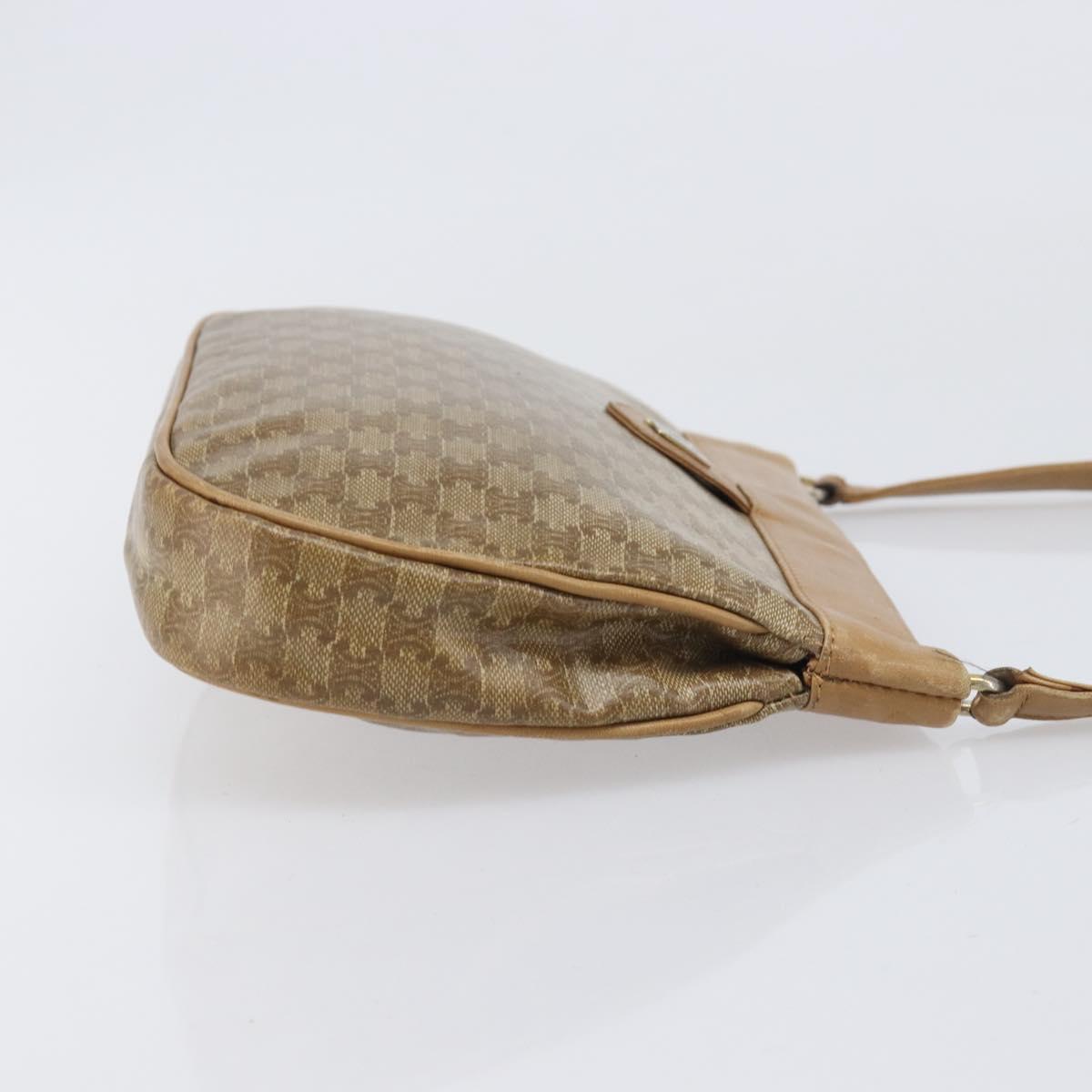 CELINE Macadam Canvas Shoulder Bag PVC Beige Gold Auth ka6629