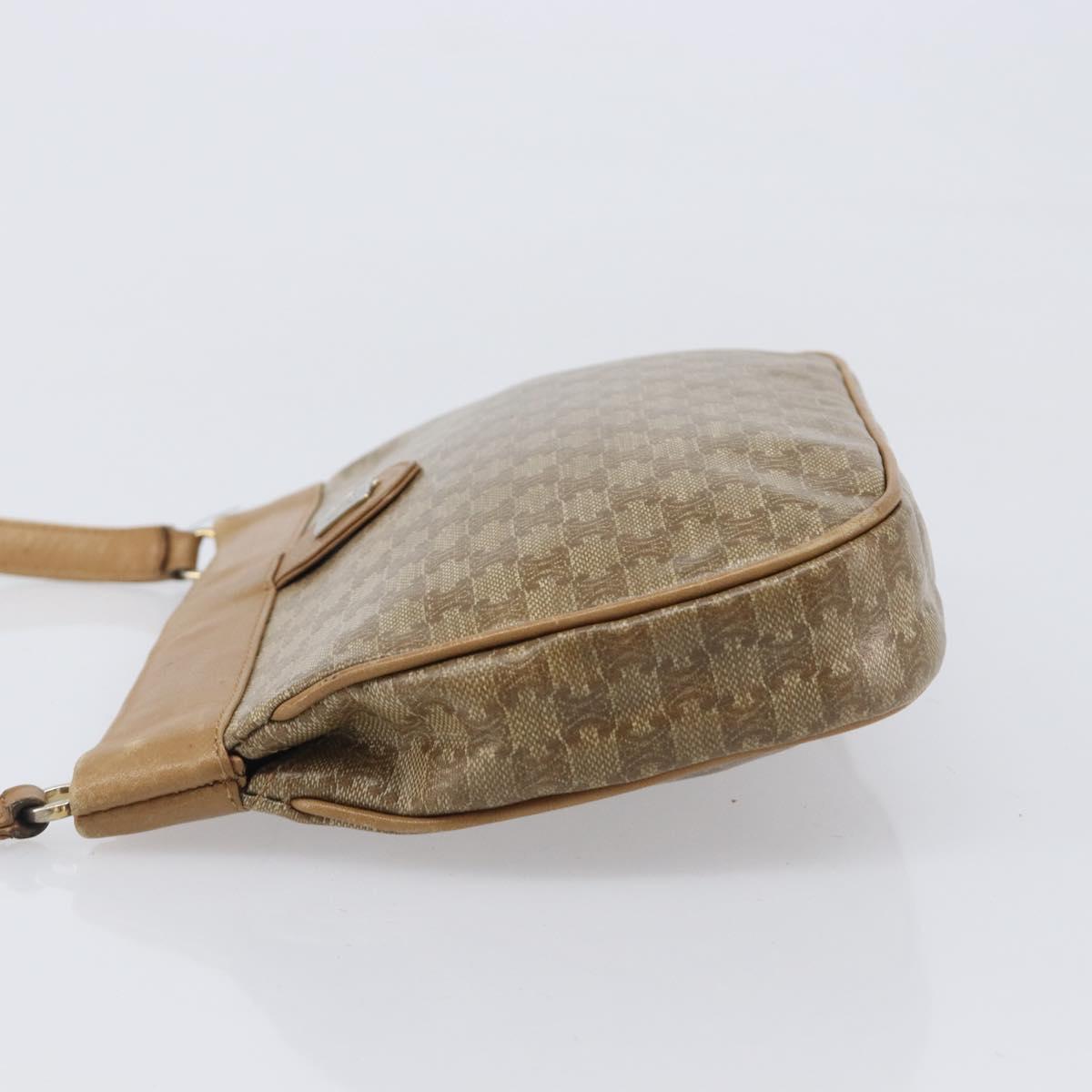 CELINE Macadam Canvas Shoulder Bag PVC Beige Gold Auth ka6629