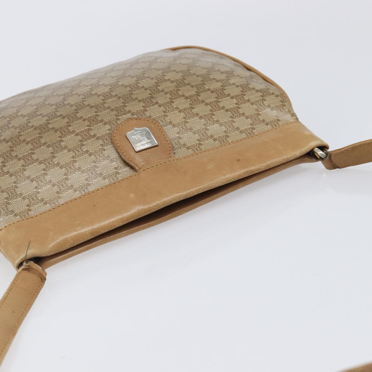 CELINE Macadam Canvas Shoulder Bag PVC Beige Gold Auth ka6629
