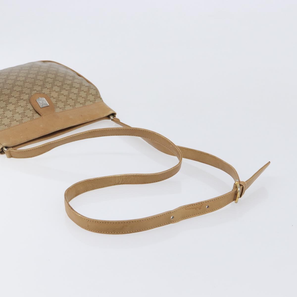 CELINE Macadam Canvas Shoulder Bag PVC Beige Gold Auth ka6629