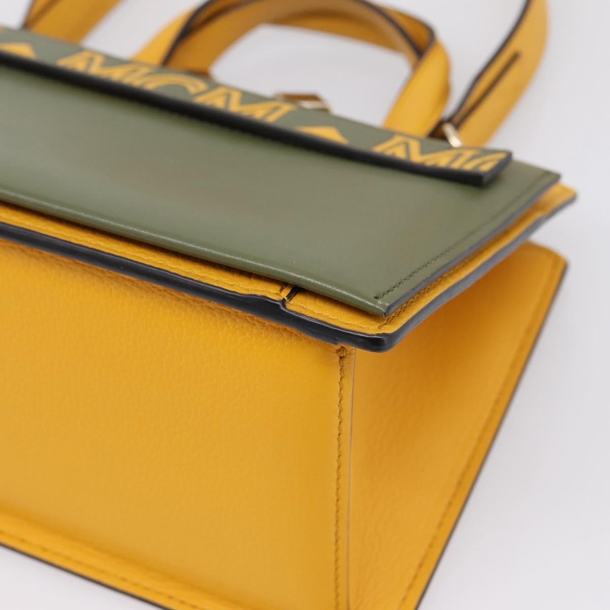 MCM Milan Line Shoulder Bag Leather Yellow Gold Auth ka6631