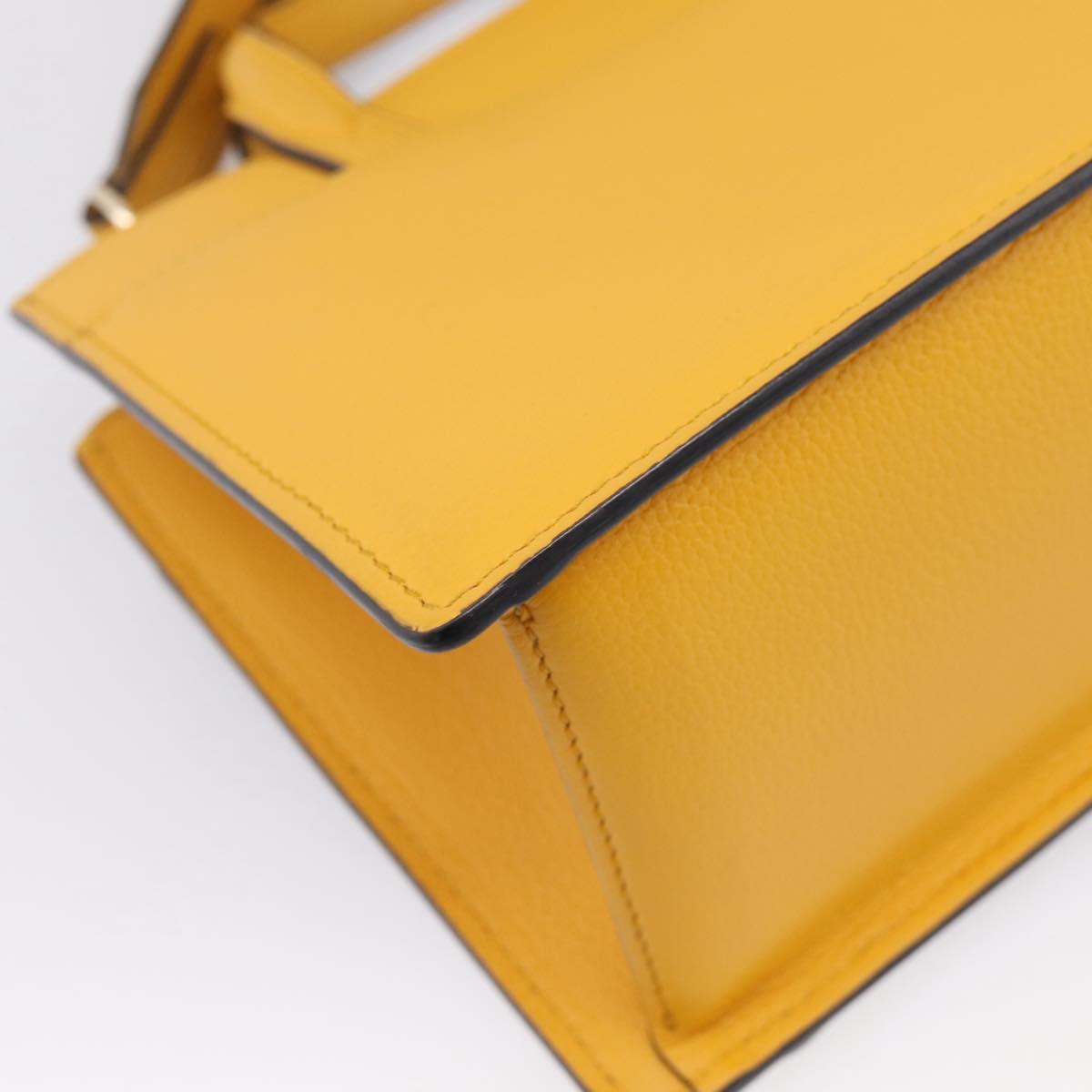 MCM Milan Line Shoulder Bag Leather Yellow Gold Auth ka6631