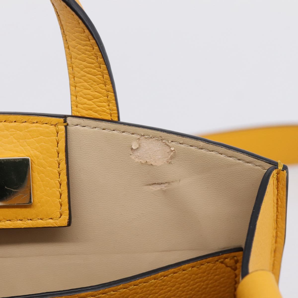 MCM Milan Line Shoulder Bag Leather Yellow Gold Auth ka6631