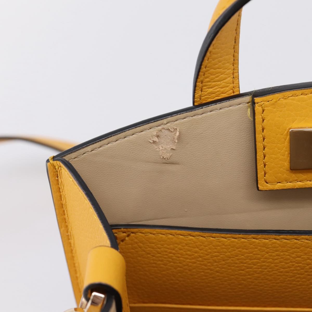 MCM Milan Line Shoulder Bag Leather Yellow Gold Auth ka6631