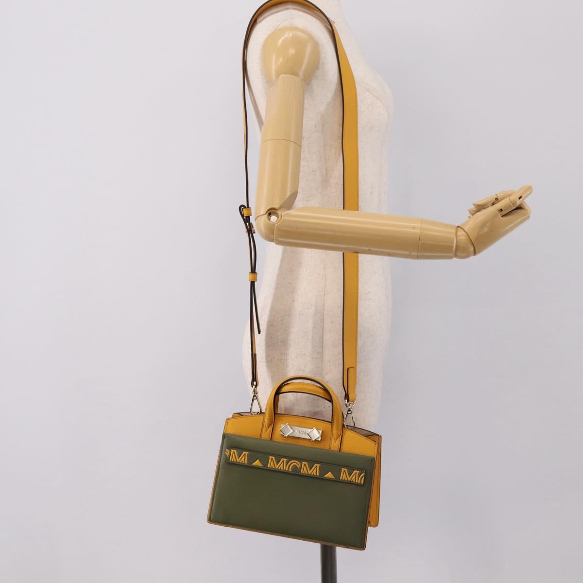 MCM Milan Line Shoulder Bag Leather Yellow Gold Auth ka6631