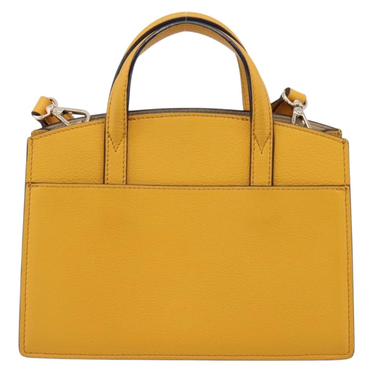 MCM Milan Line Shoulder Bag Leather Yellow Gold Auth ka6631