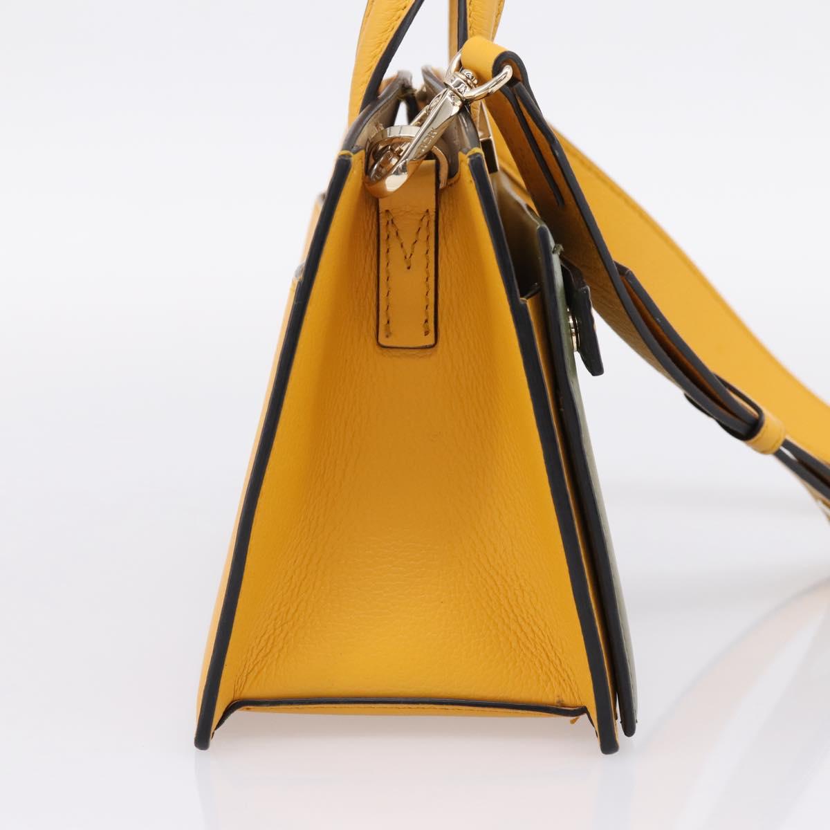 MCM Milan Line Shoulder Bag Leather Yellow Gold Auth ka6631