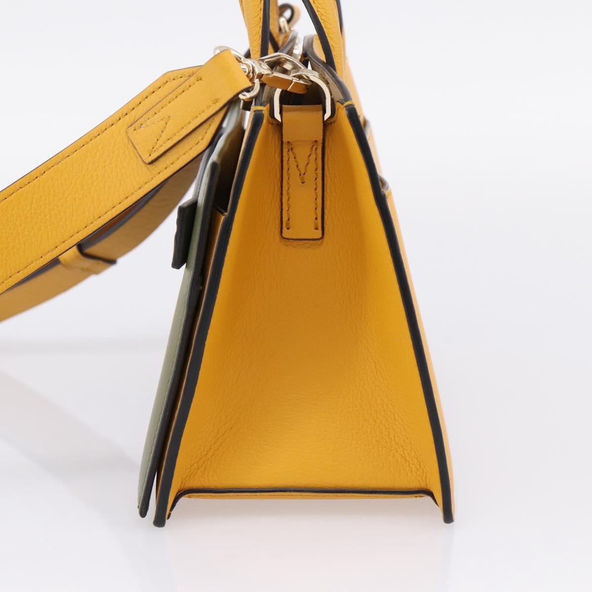 MCM Milan Line Shoulder Bag Leather Yellow Gold Auth ka6631