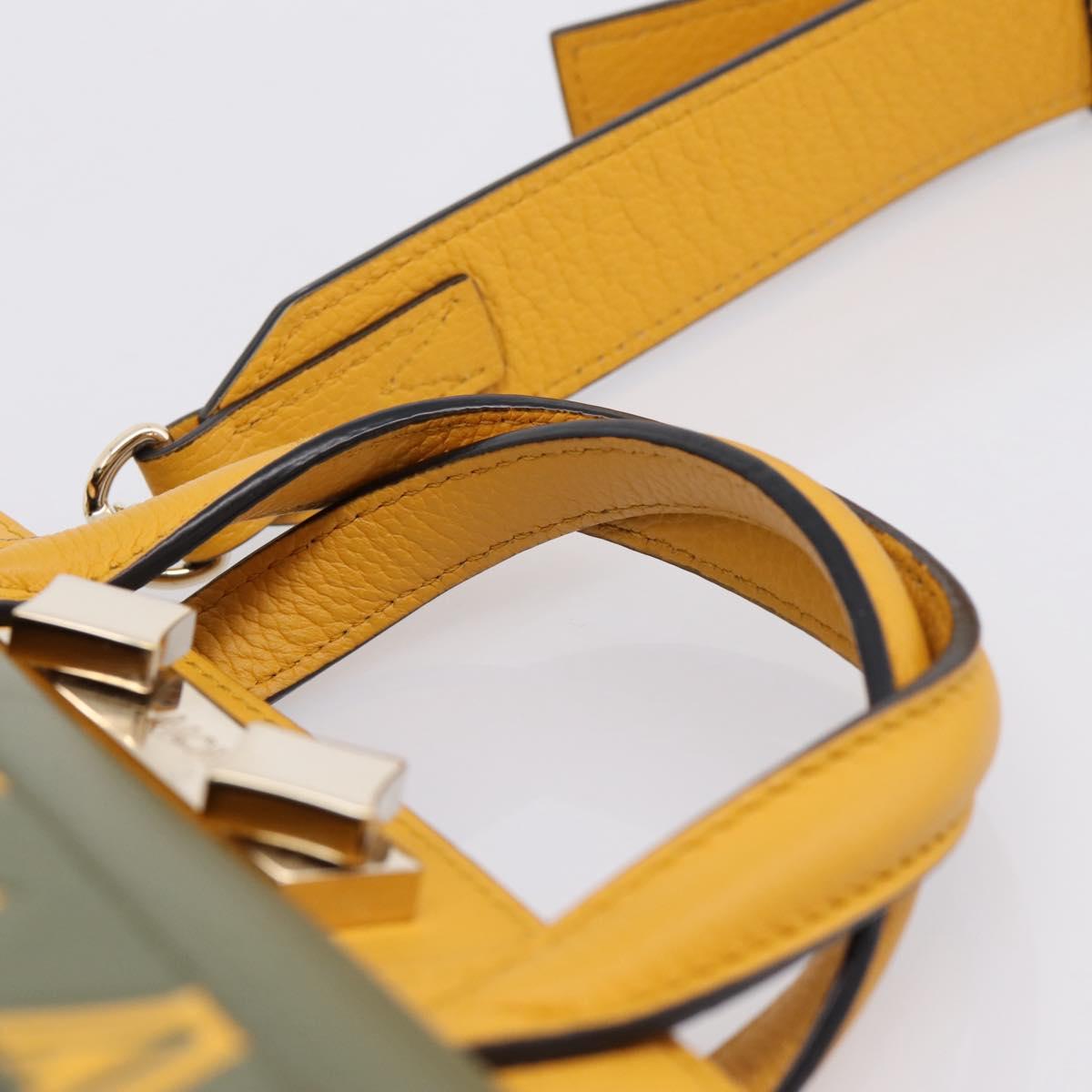 MCM Milan Line Shoulder Bag Leather Yellow Gold Auth ka6631