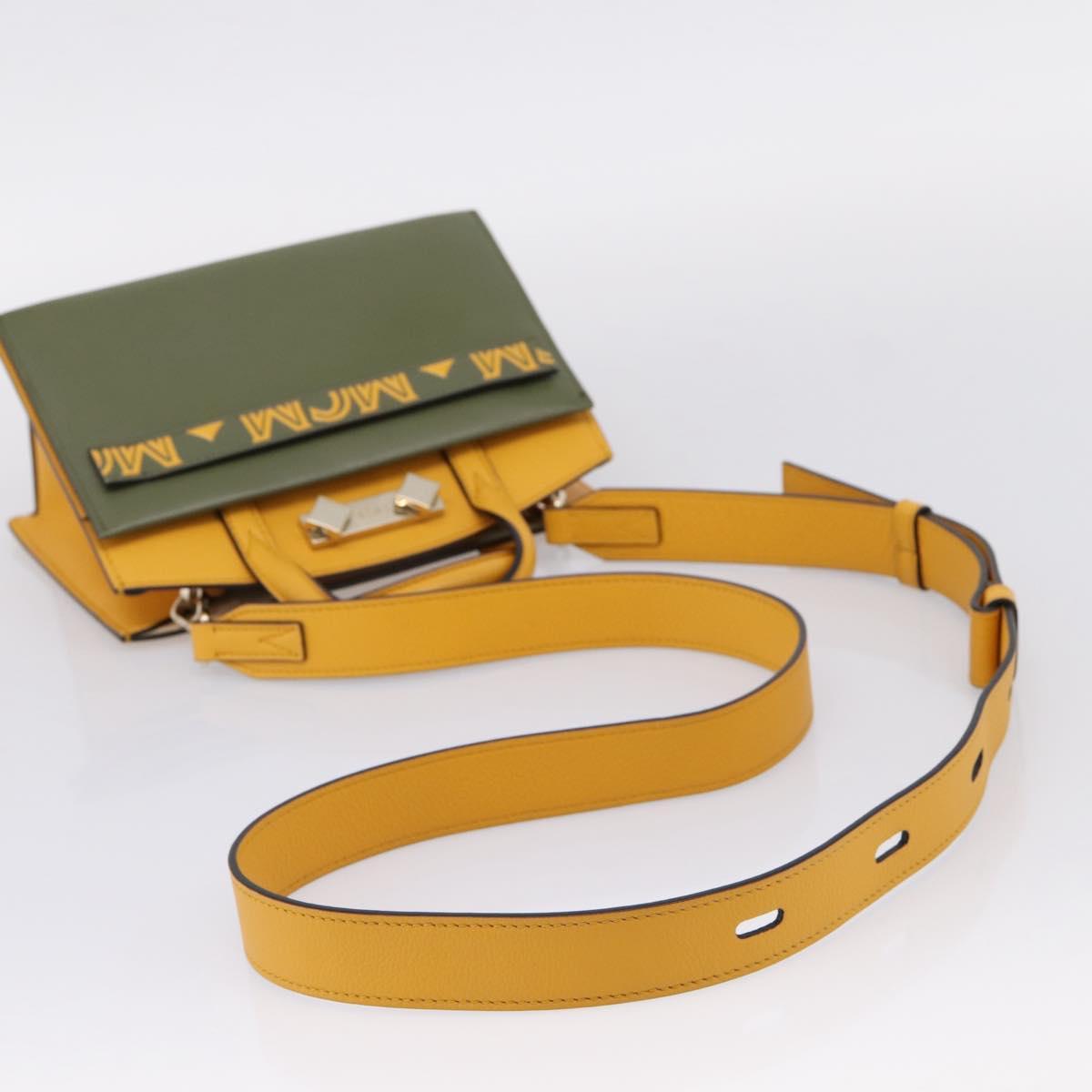 MCM Milan Line Shoulder Bag Leather Yellow Gold Auth ka6631
