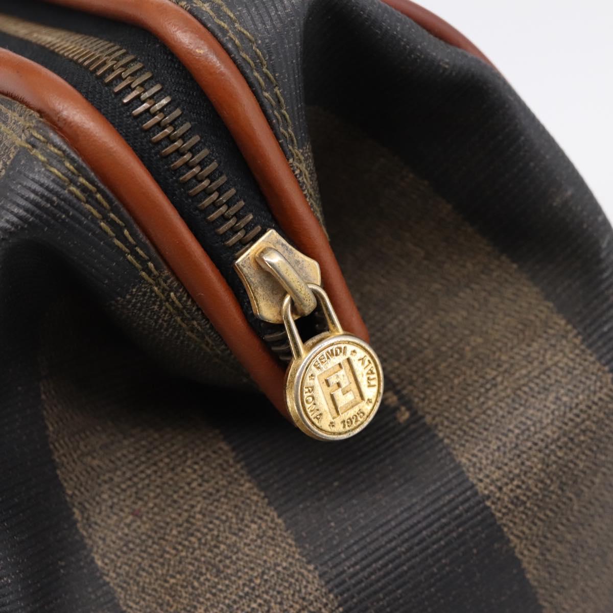 FENDI Pecan Canvas Hand Bag PVC Black Brown Auth ka6633