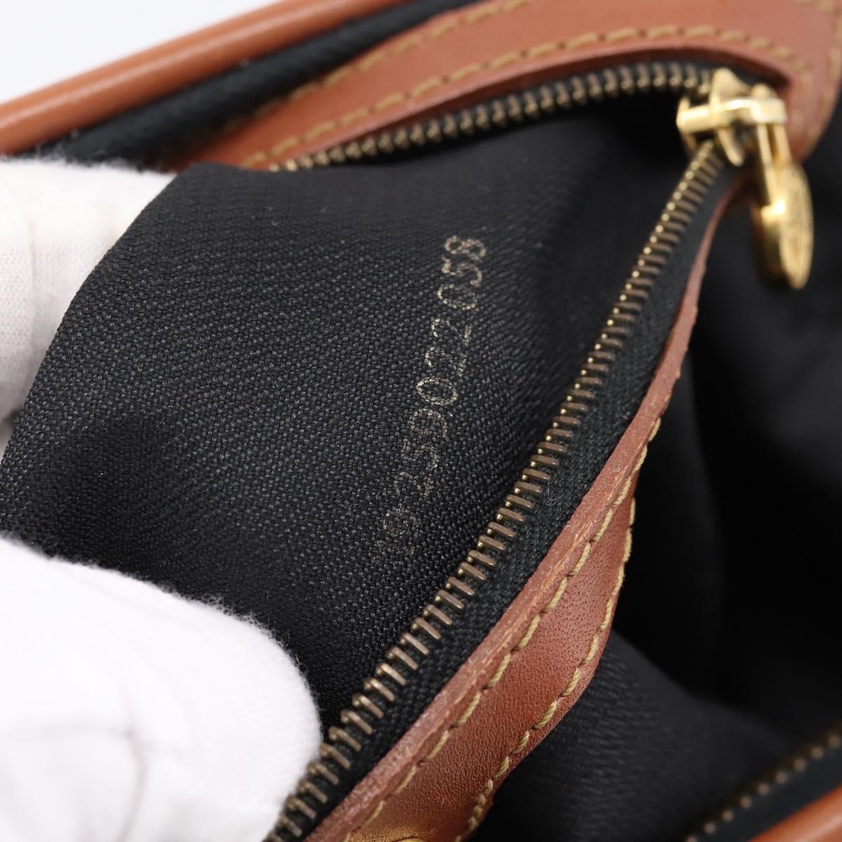 FENDI Pecan Canvas Hand Bag PVC Black Brown Auth ka6633
