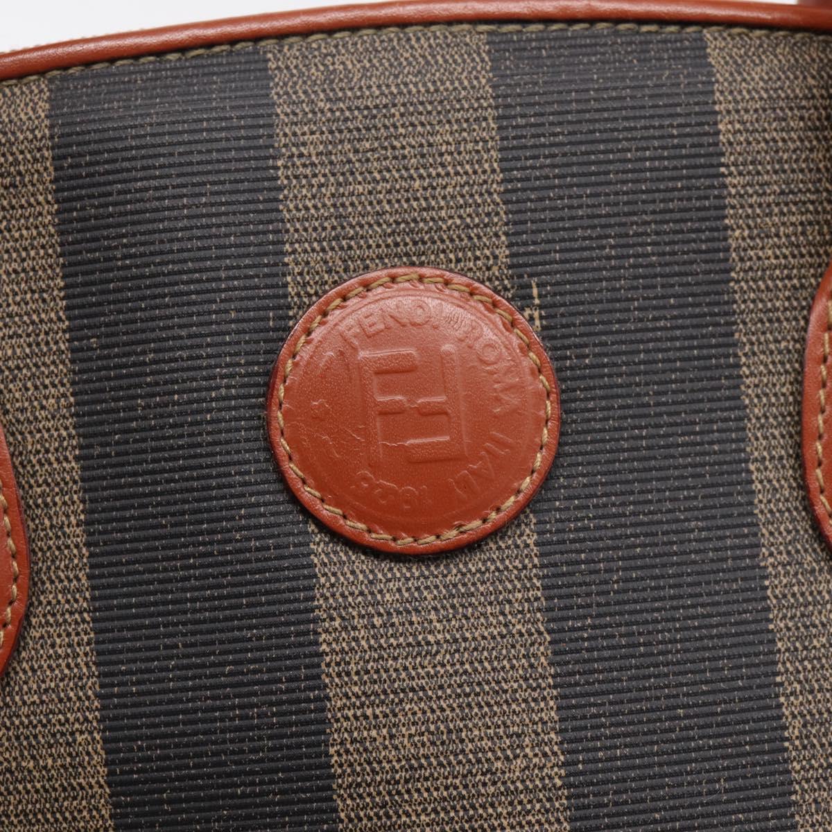 FENDI Pecan Canvas Hand Bag PVC 2way Black Brown Auth ka6634V