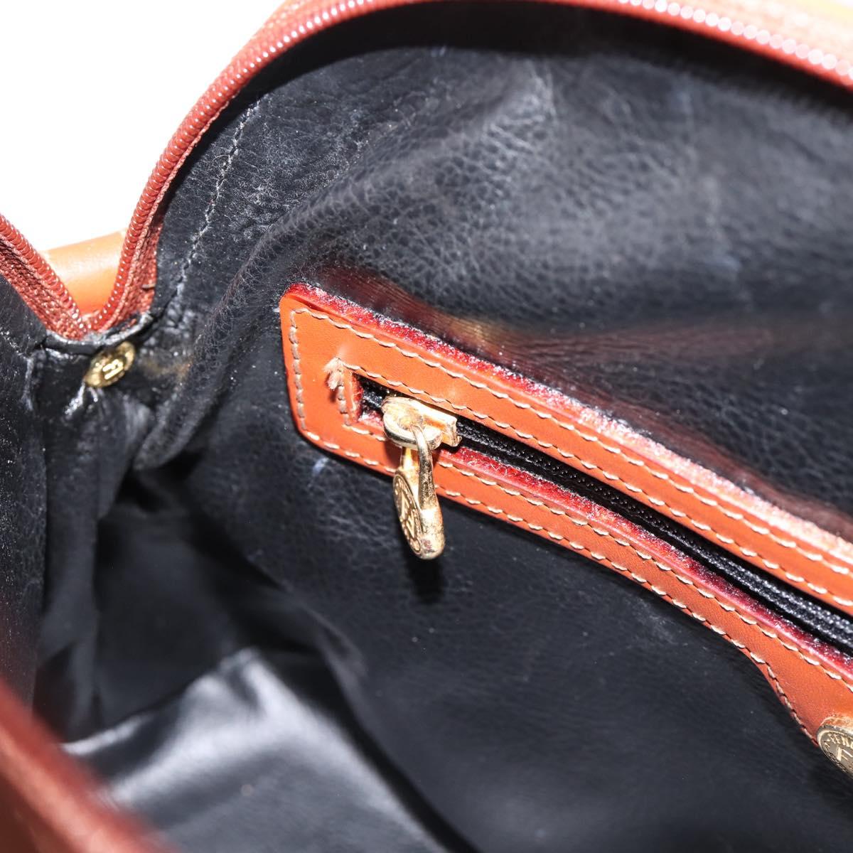 FENDI Pecan Canvas Hand Bag PVC 2way Black Brown Auth ka6634V