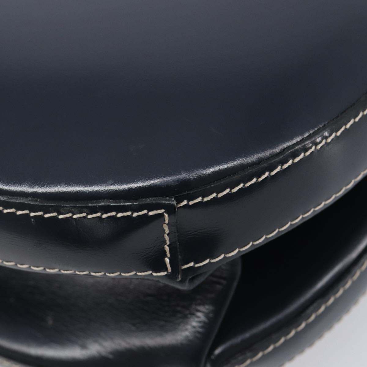 LOEWE Hand Bag Leather Navy Gold Auth ka6635A