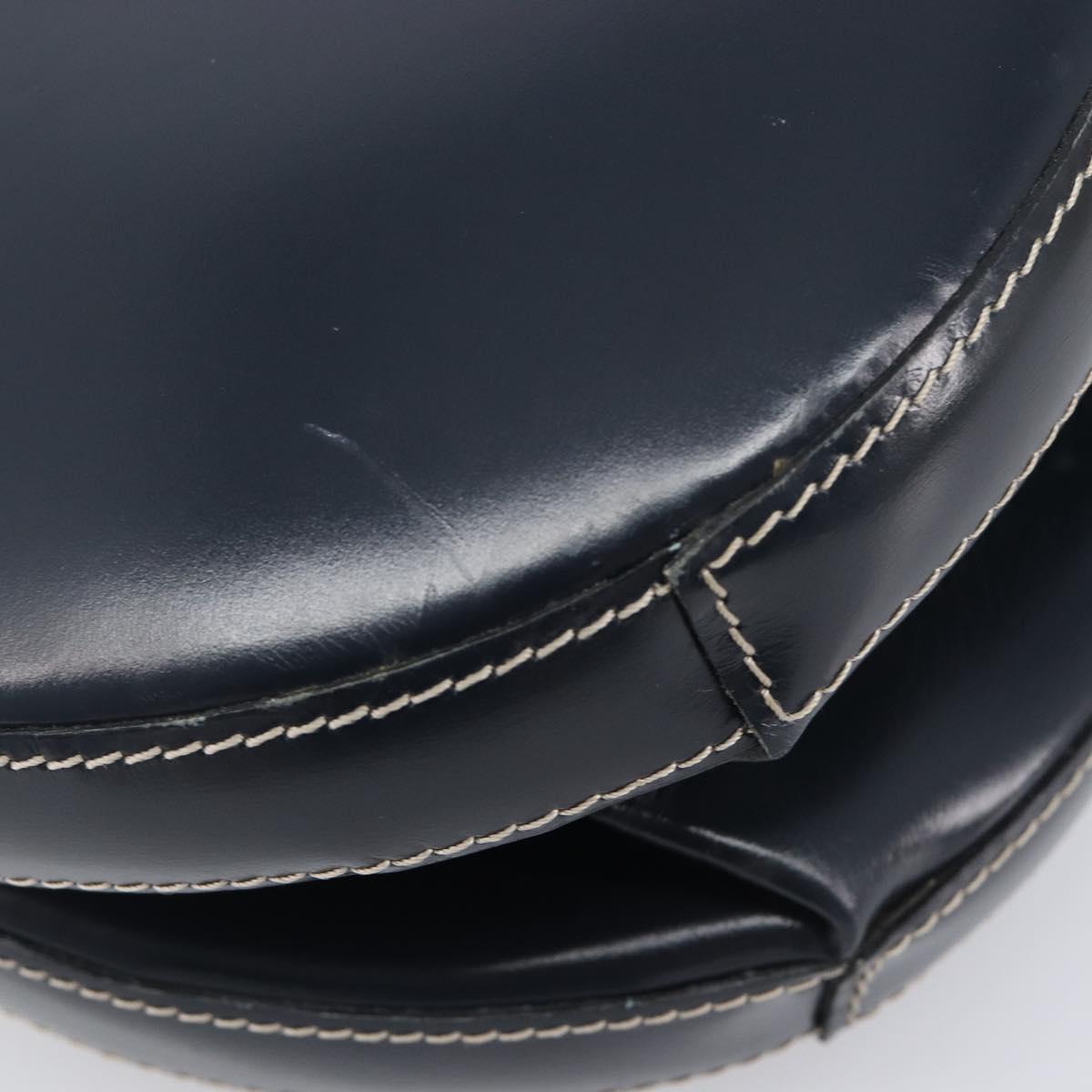 LOEWE Hand Bag Leather Navy Gold Auth ka6635A