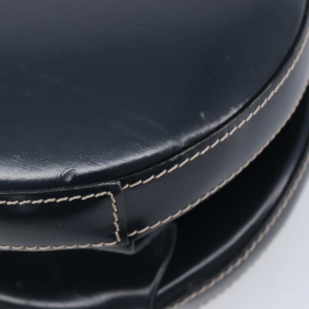 LOEWE Hand Bag Leather Navy Gold Auth ka6635A