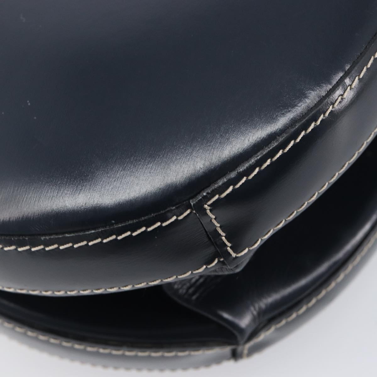 LOEWE Hand Bag Leather Navy Gold Auth ka6635A