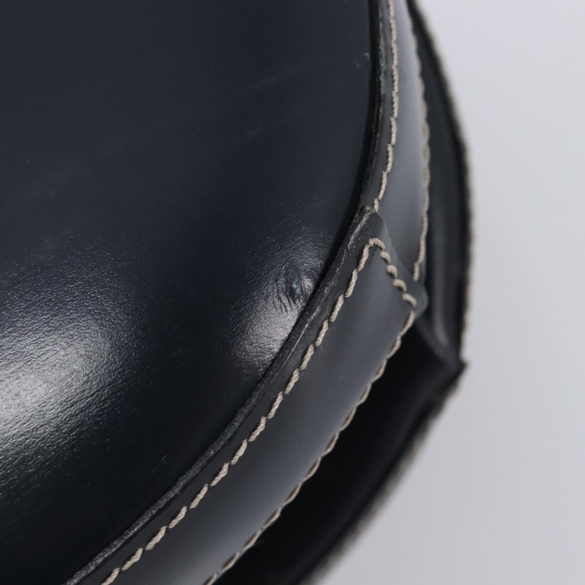 LOEWE Hand Bag Leather Navy Gold Auth ka6635A