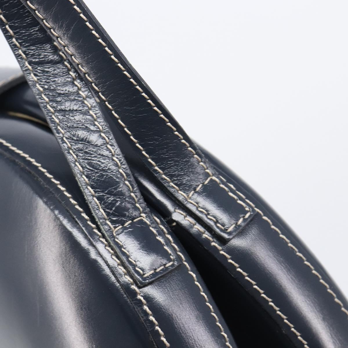 LOEWE Hand Bag Leather Navy Gold Auth ka6635A