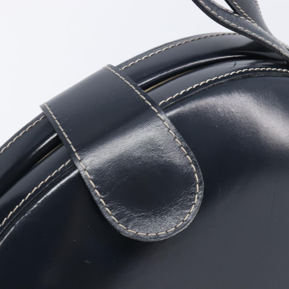 LOEWE Hand Bag Leather Navy Gold Auth ka6635A