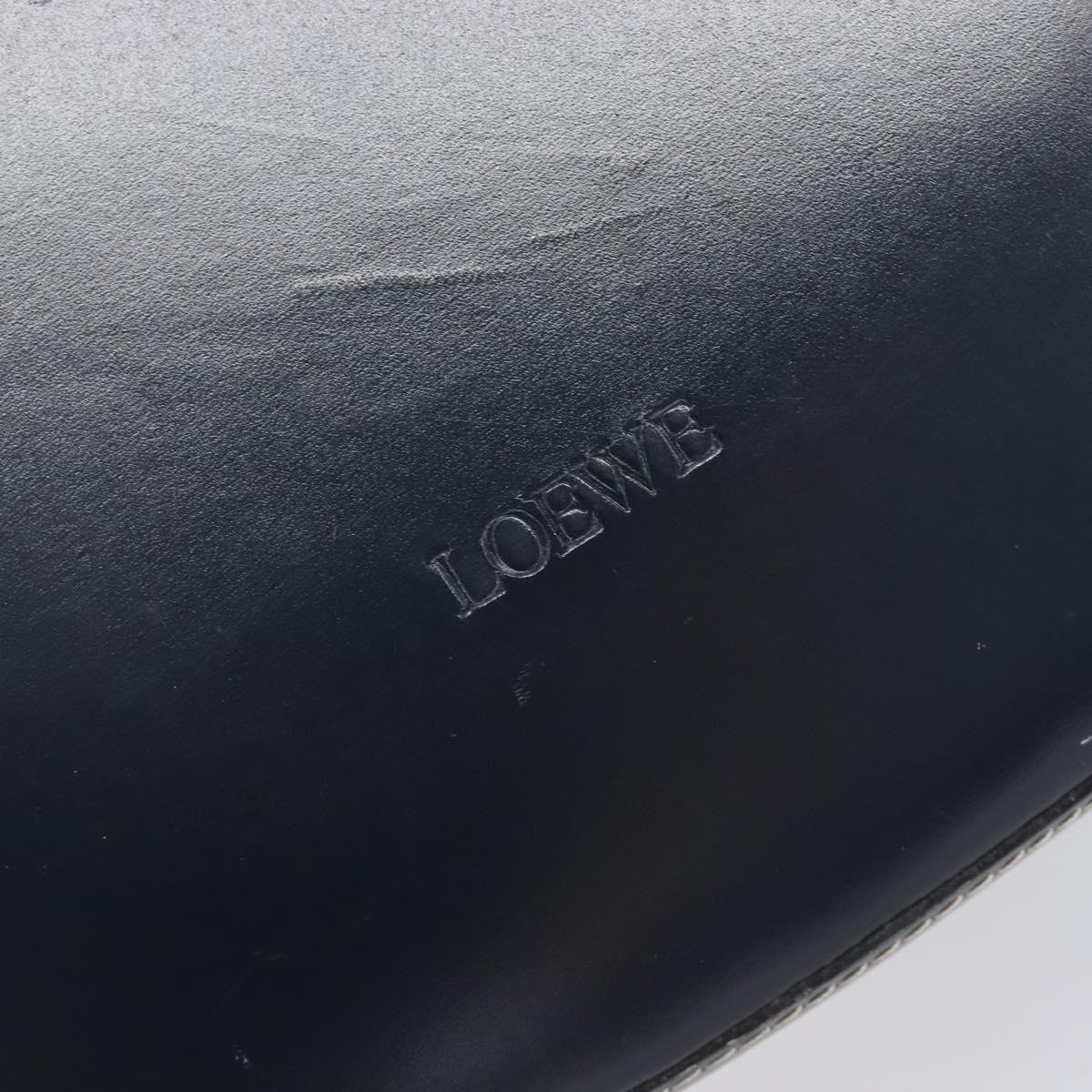 LOEWE Hand Bag Leather Navy Gold Auth ka6635A