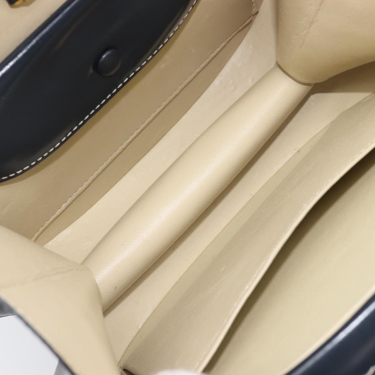 LOEWE Hand Bag Leather Navy Gold Auth ka6635A