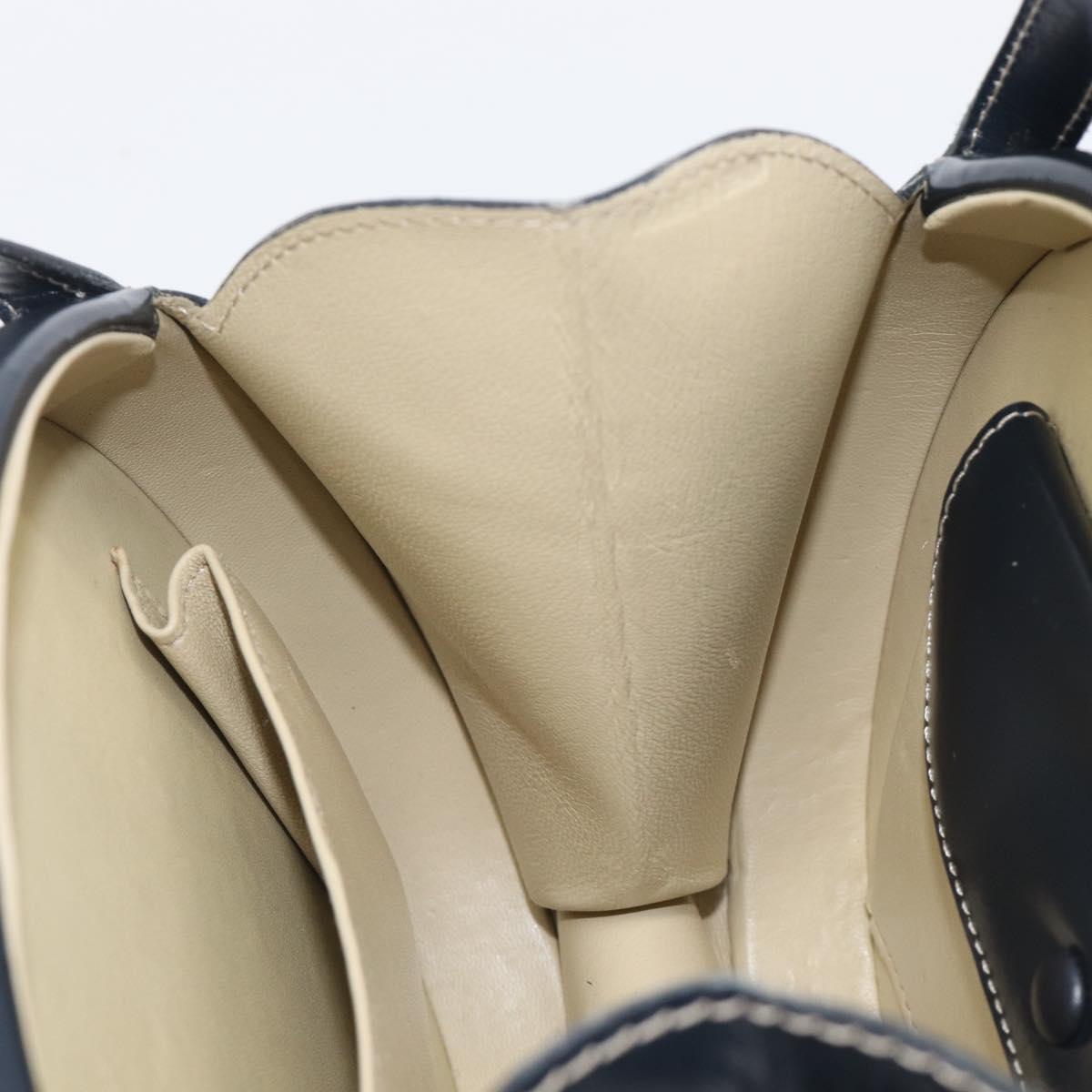 LOEWE Hand Bag Leather Navy Gold Auth ka6635A