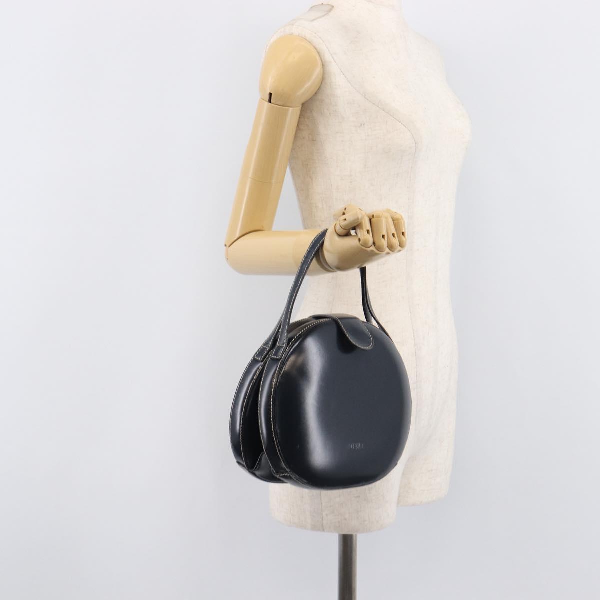 LOEWE Hand Bag Leather Navy Gold Auth ka6635A