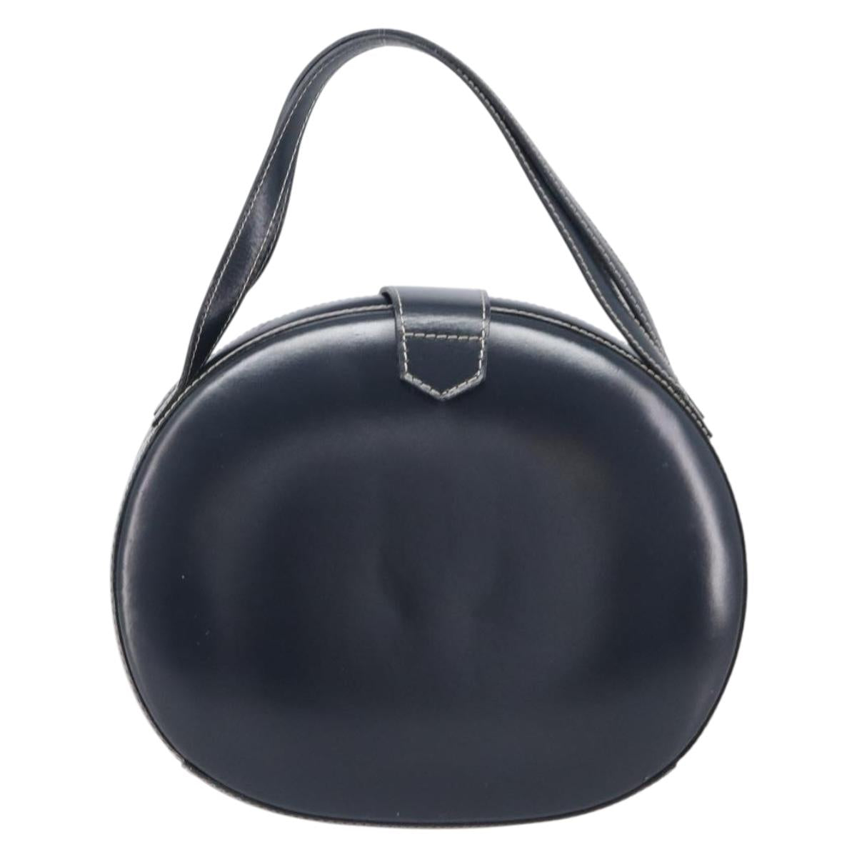 LOEWE Hand Bag Leather Navy Gold Auth ka6635A