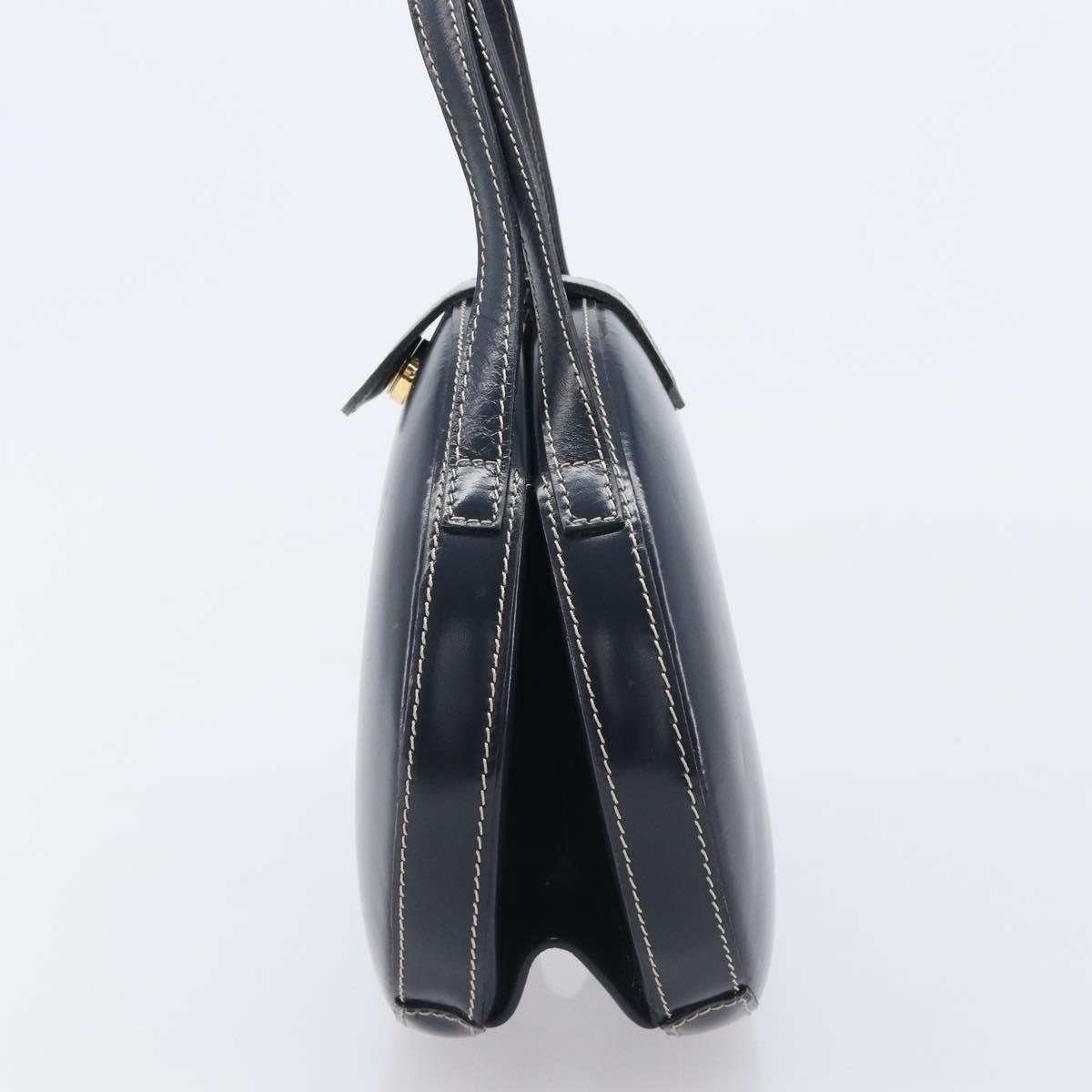 LOEWE Hand Bag Leather Navy Gold Auth ka6635A