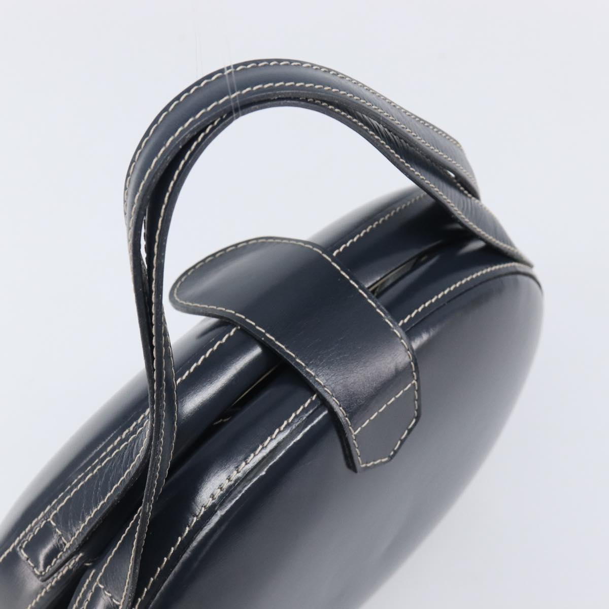 LOEWE Hand Bag Leather Navy Gold Auth ka6635A