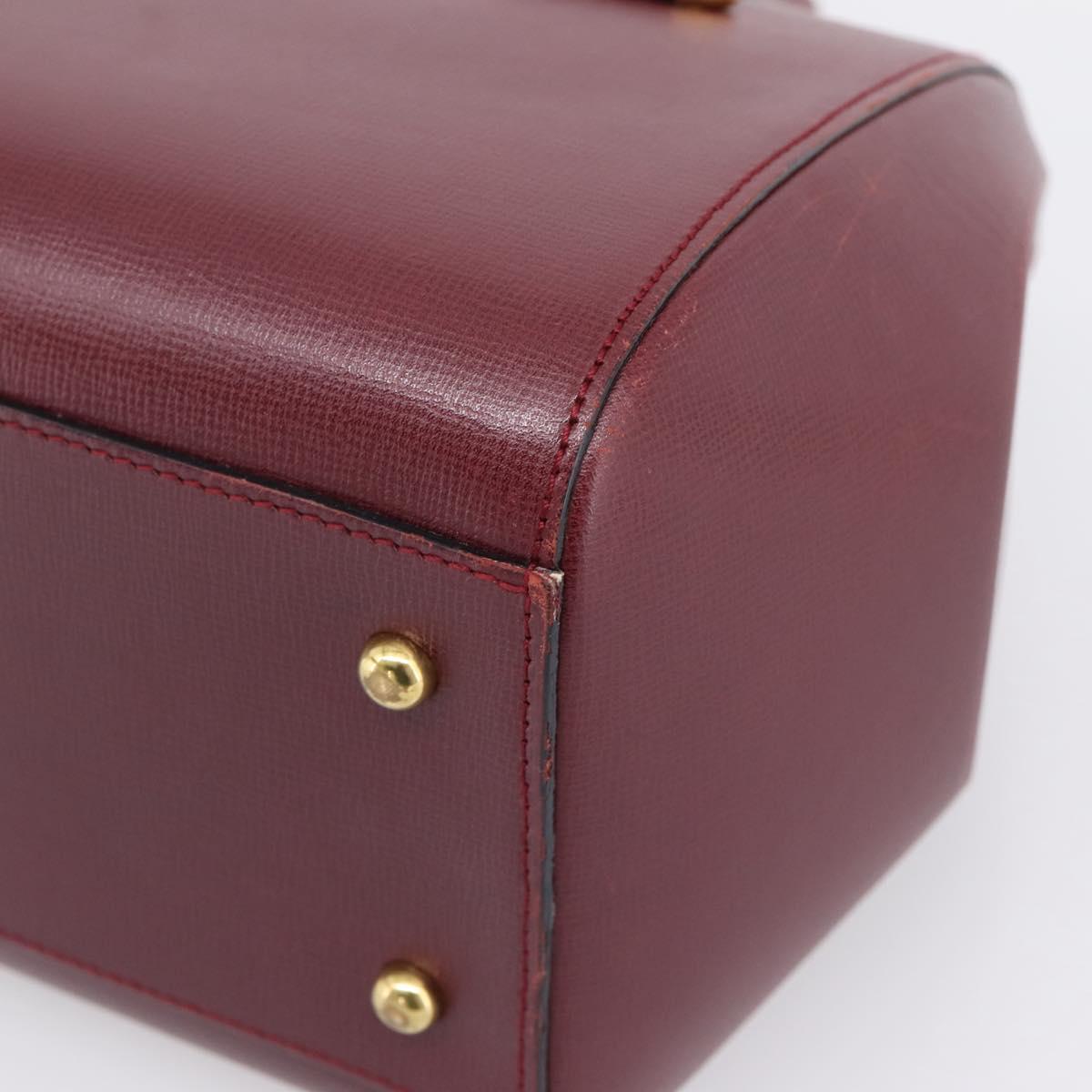 Cartier Must Line Boston Bag Leather Bordeaux Gold Auth ka6637