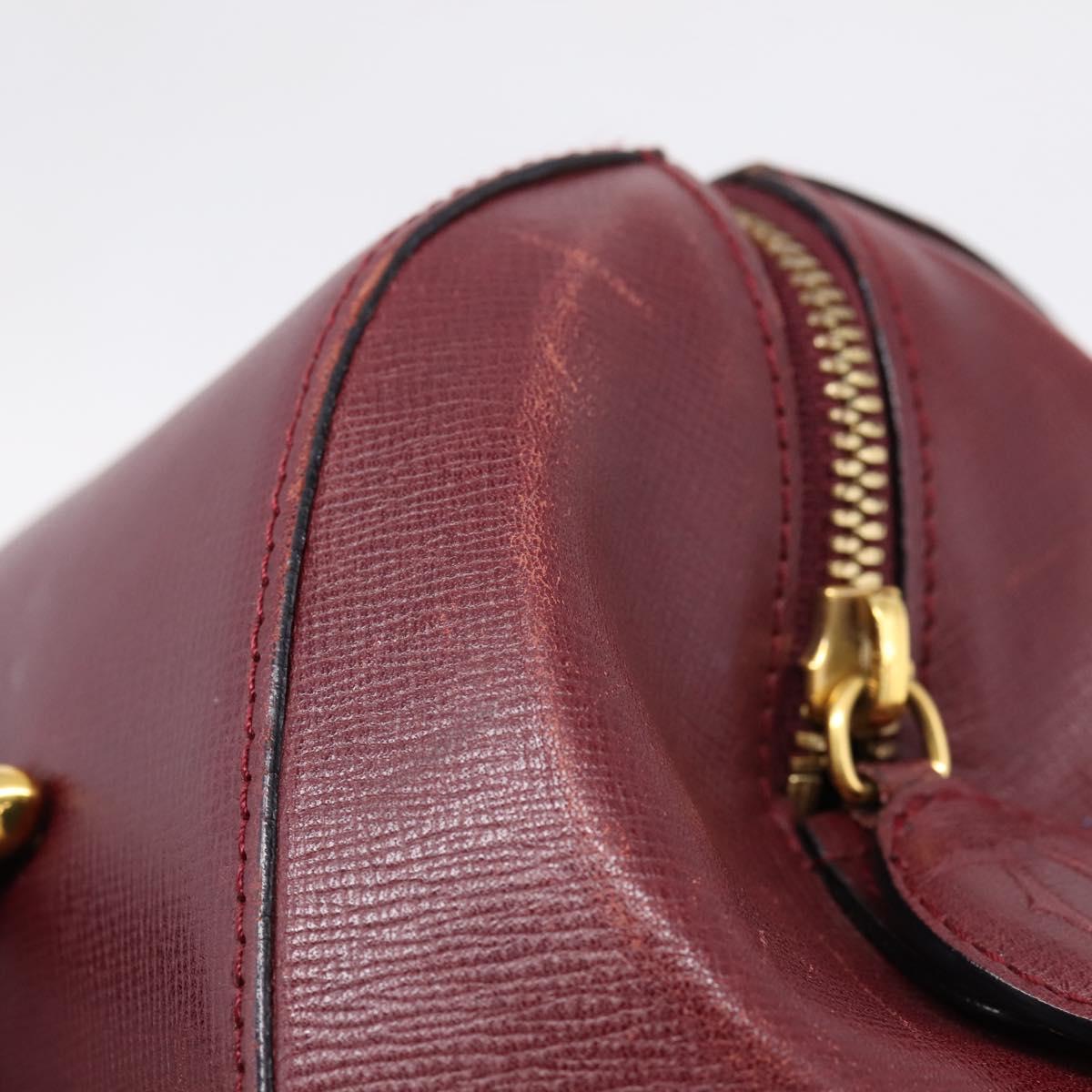 Cartier Must Line Boston Bag Leather Bordeaux Gold Auth ka6637