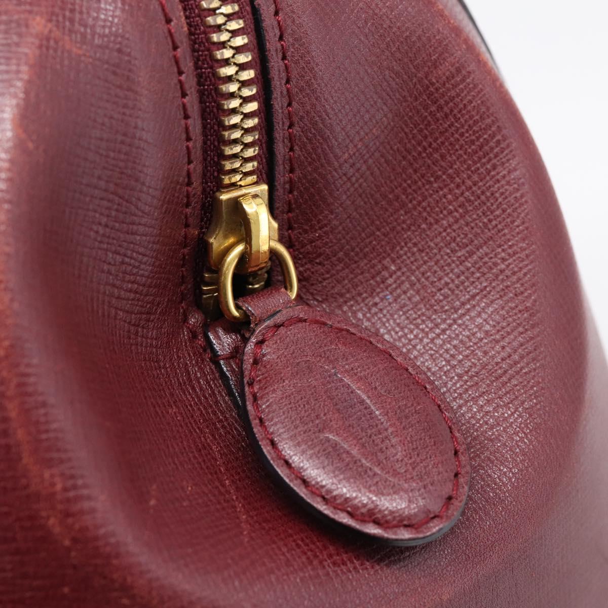Cartier Must Line Boston Bag Leather Bordeaux Gold Auth ka6637