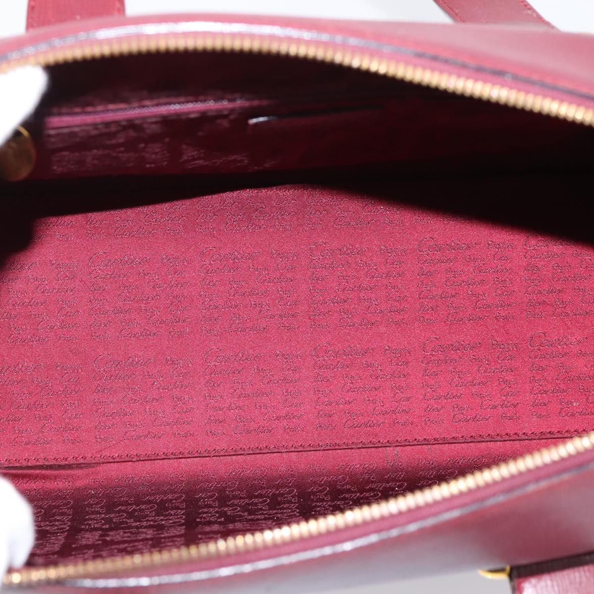 Cartier Must Line Boston Bag Leather Bordeaux Gold Auth ka6637
