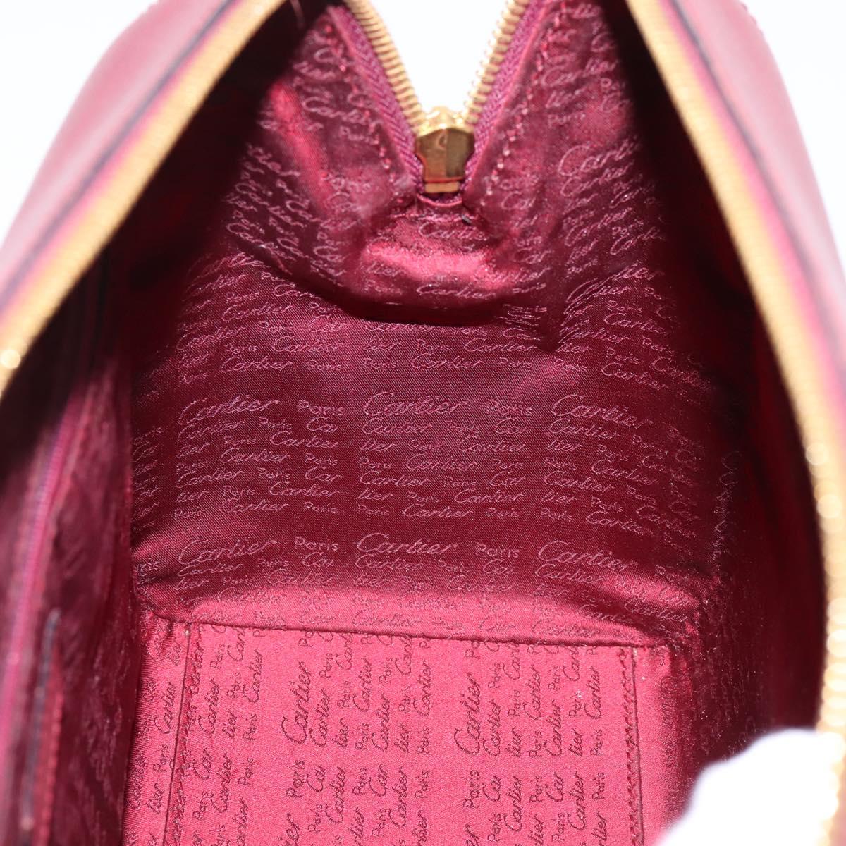 Cartier Must Line Boston Bag Leather Bordeaux Gold Auth ka6637