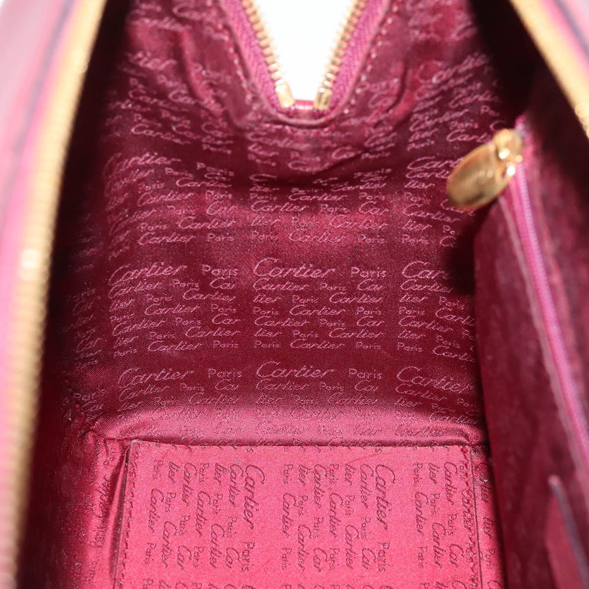 Cartier Must Line Boston Bag Leather Bordeaux Gold Auth ka6637