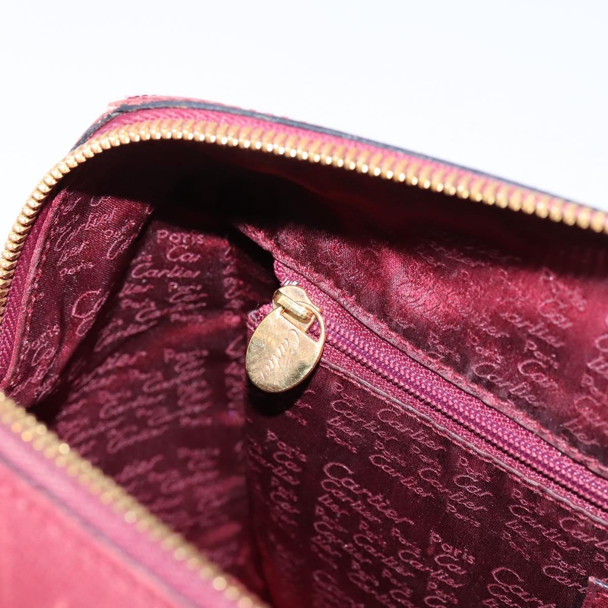 Cartier Must Line Boston Bag Leather Bordeaux Gold Auth ka6637