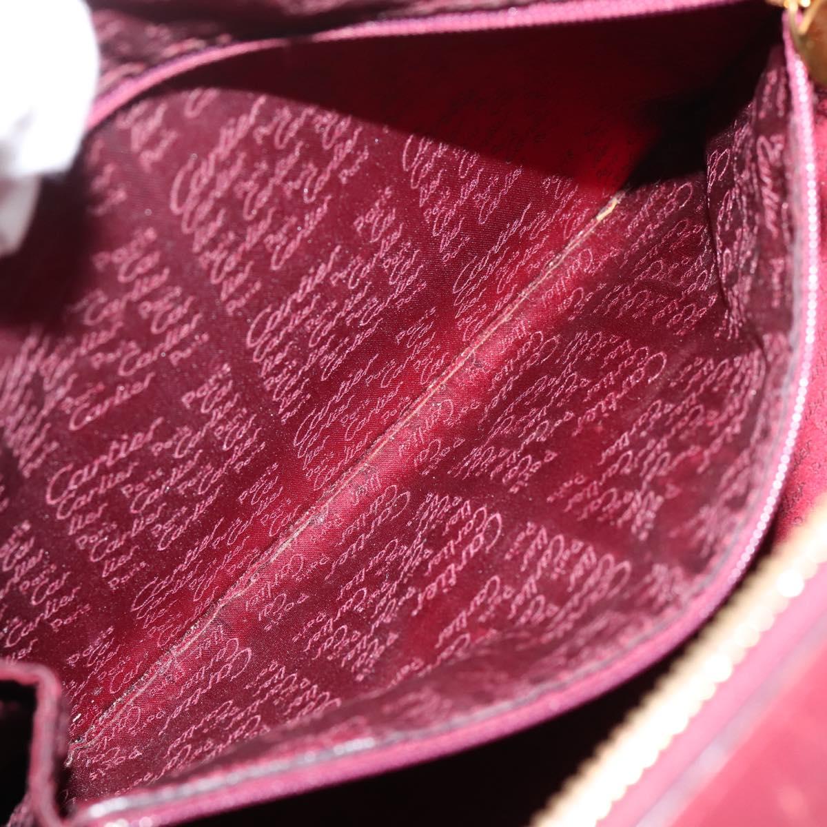 Cartier Must Line Boston Bag Leather Bordeaux Gold Auth ka6637
